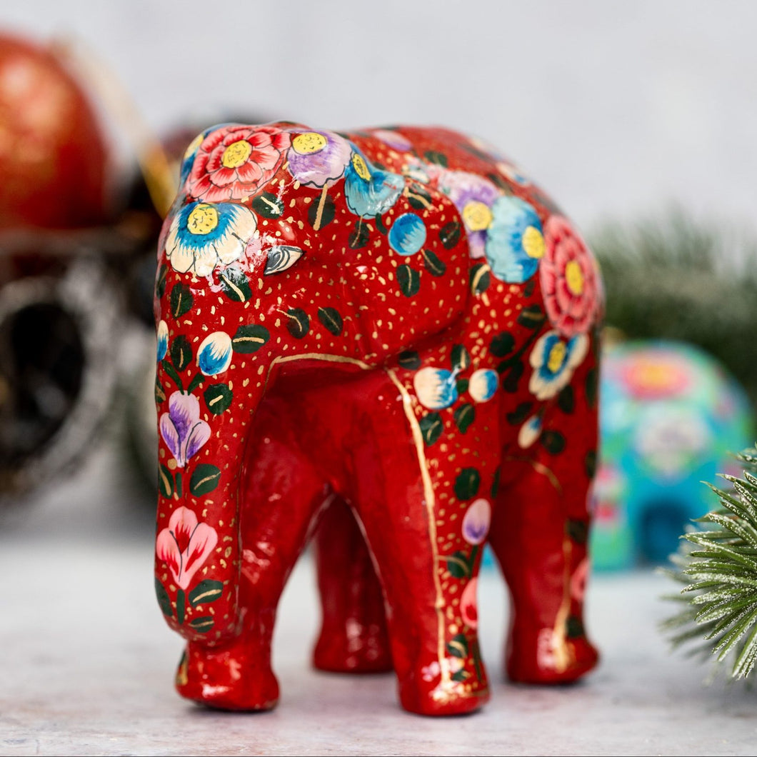 Indian Red Floral Giant Elephant