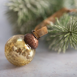 Set of 6 Small Gold 1" Crackle Glass Balls