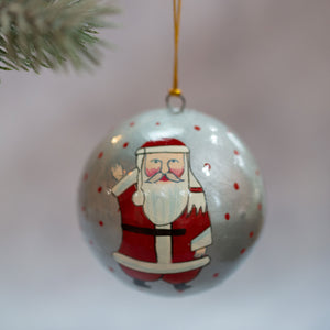 3" Silver Father Christmas Bauble