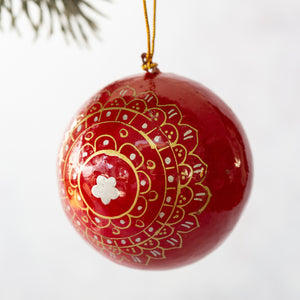 2" Red & Gold With Silver Star Christmas Bauble
