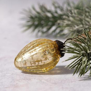 Set of 6 Small Gold 1" Crackle Glass Pinecones