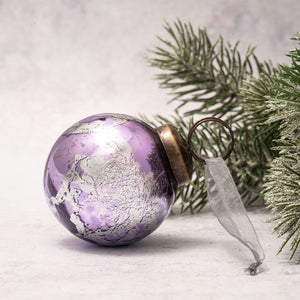 2" Medium Lavender & Silver Foil Ball