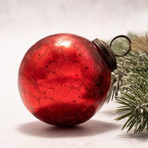 3" Large Red Crackle Glass Ball