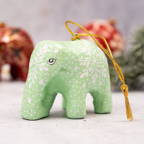 Mint Snowflake Hanging Elephant
