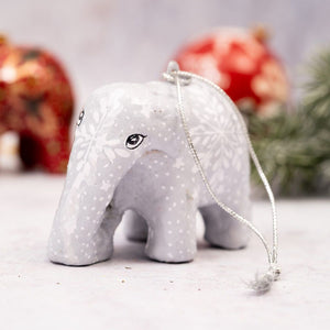 Grey Snowflake Hanging Elephant