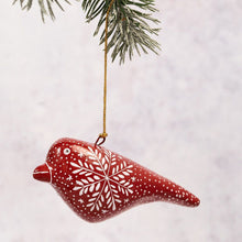 Load image into Gallery viewer, Red Snowflake Hanging Bird