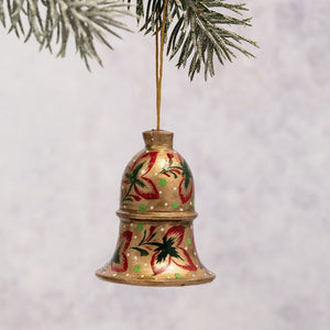 Gold with Red Tri Leaf Hanging Bell