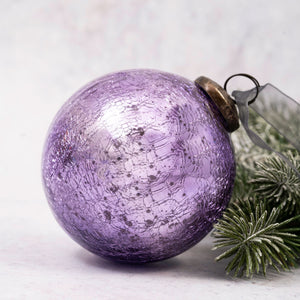 4" Extra Large Lavender Crackle Glass Ball