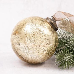 4" Extra Large Gold Crackle Glass Ball