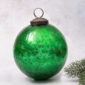 6" XXL Emerald Crackle Glass Ball
