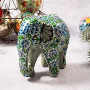Turquoise & Green Floral Giant Elephant