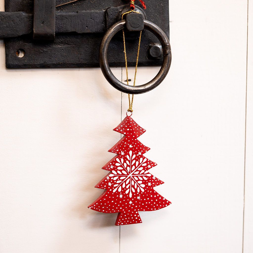 Red Snowflake Hanging Christmas Tree
