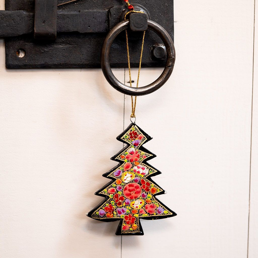 Red Russian Floral Hanging Christmas Tree
