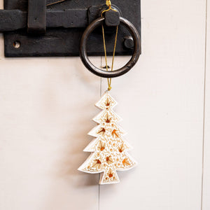 Gold and White Leaf Hanging Christmas Tree