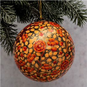 2" Peach Russian Floral Christmas Bauble